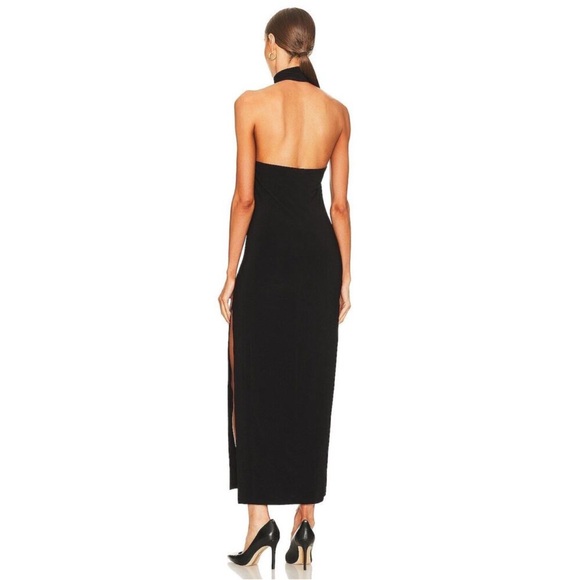 XL Norma Kamali Halter Turtle Side Slit Gown black - Picture 15 of 16